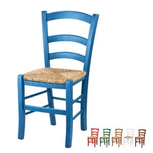 Sedia paesana in legno Azzurra