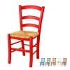 sedia paesana principale 1 (2) sedia in legno di faggio rossa con seduta in paglia intrecciata stile rustico posizionata in giardino