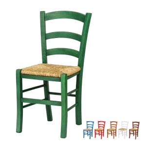 Sedia paesana in legno verde