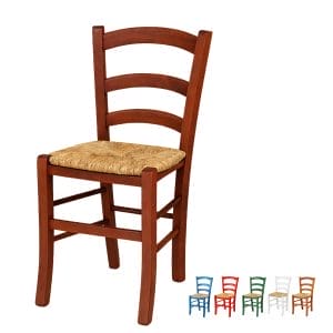 Sedia paesana in legno color Noce Scuro