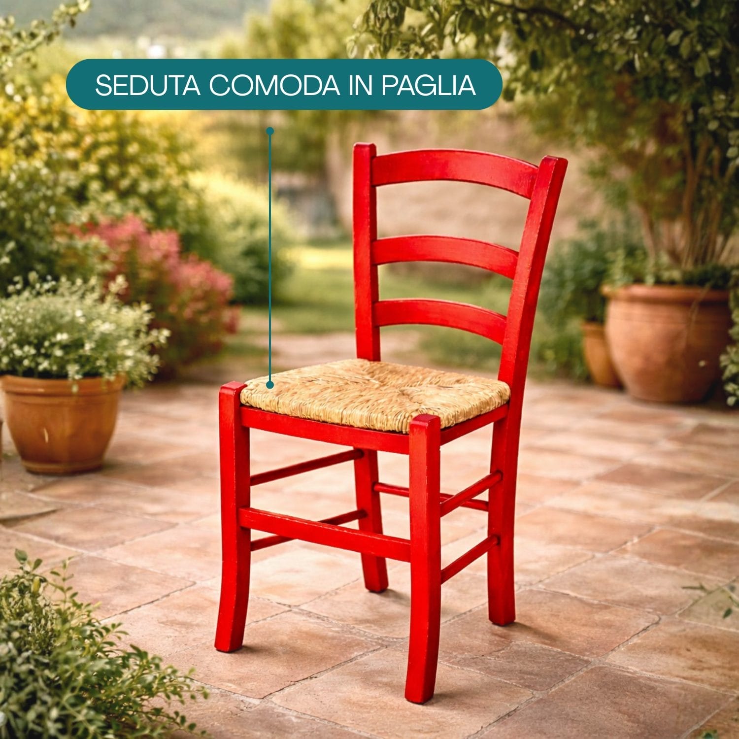 sedia paesana seduta in paglia (2) Sedia in legno con seduta in paglia comoda per giardino e interno casa