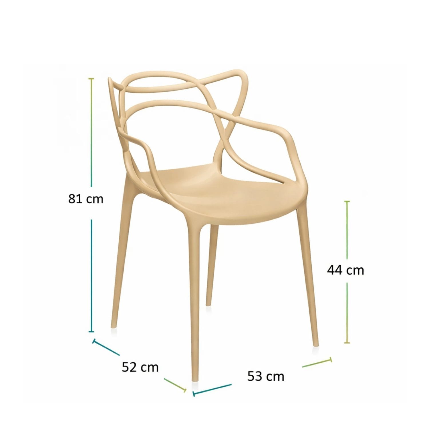 Dimensioni sedia Twist tortora 81x53x52 cm con altezza seduta 44 cm
