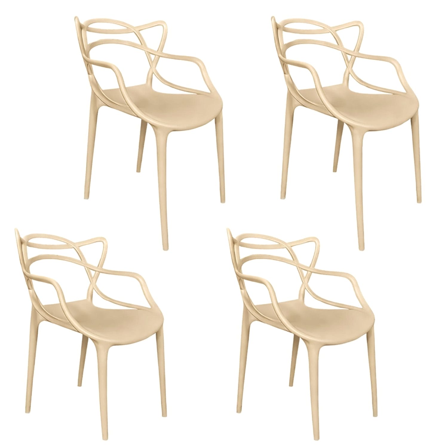 Set 4 sedie Twist tortora impilabili in polipropilene per cucina e giardino