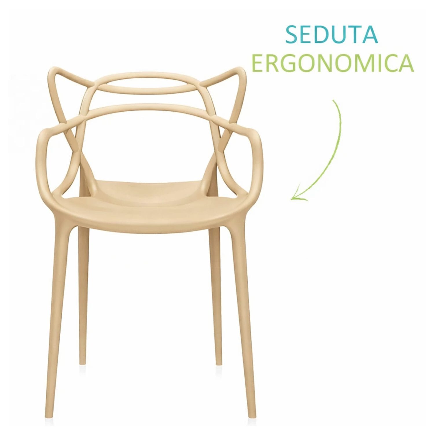 Seduta ergonomica sedia Twist tortora in plastica resistente dal design moderno