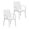sedie in rattan bianche con manico Set 2 sedie da esterno effetto rattan bianco in polipropilene con braccioli impilabili