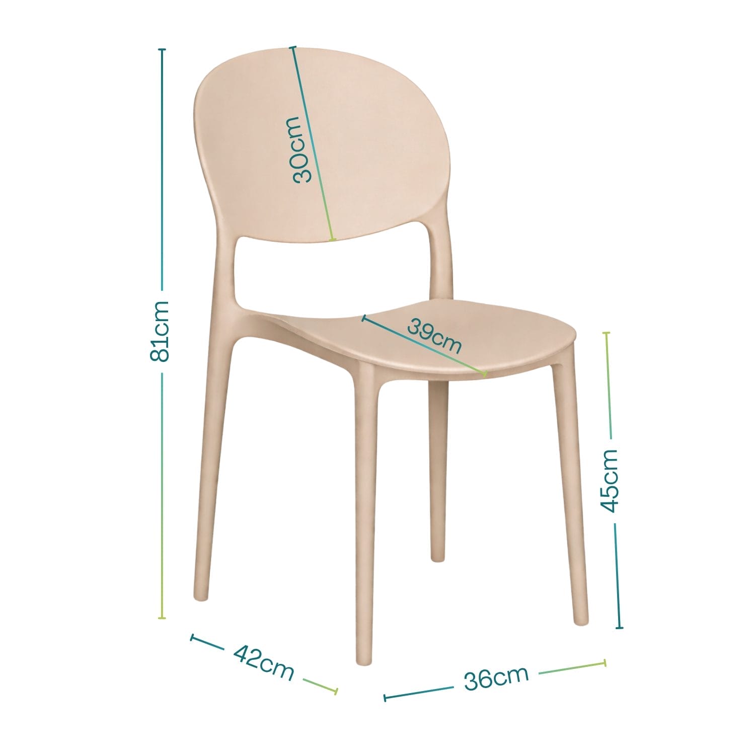 Sedia in schienale ovale beige ergonomica misura 81 cm altezza