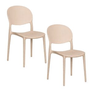 Sedia con schienale ovale di colore Beige