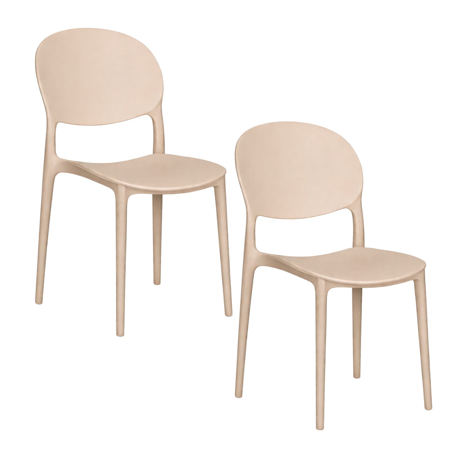 Set 2 Sedie beige da tavolo moderne per interno ed esterno resistenti leggere e facili da pulire