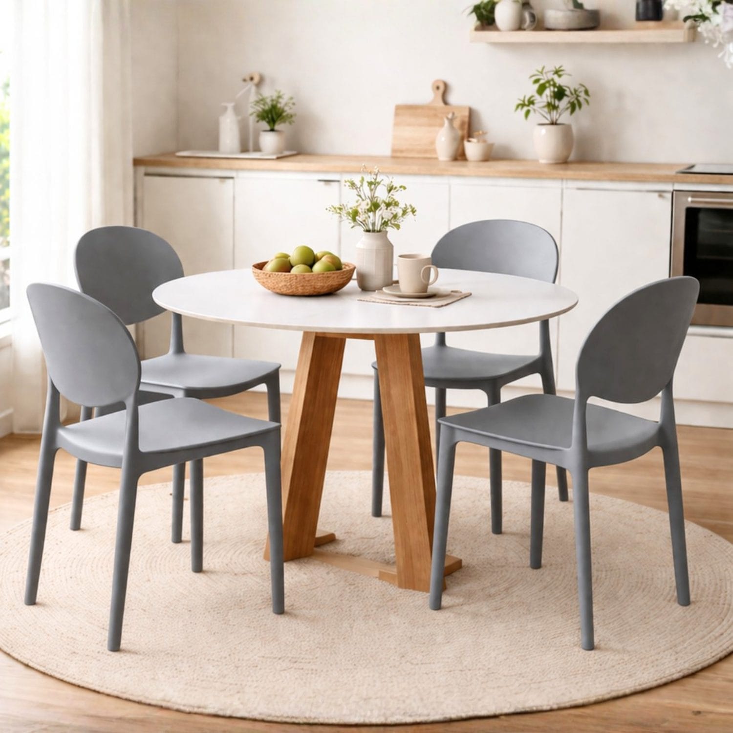 Sedie grigie moderne per cucina e sala da pranzo in plastica resistente design ergonomico
