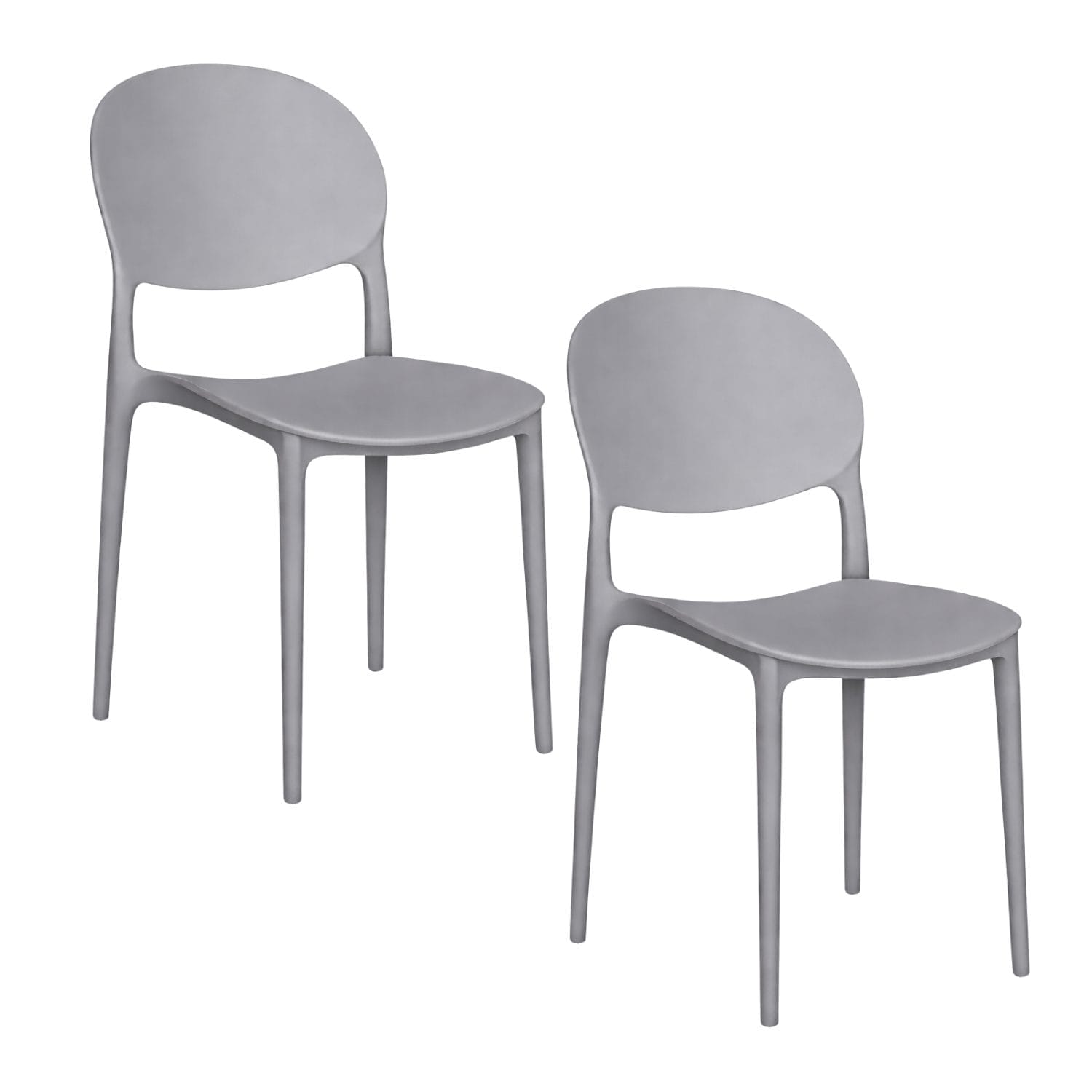 Set 2 sedie grigie impilabili moderne per cucina soggiorno giardino e balcone