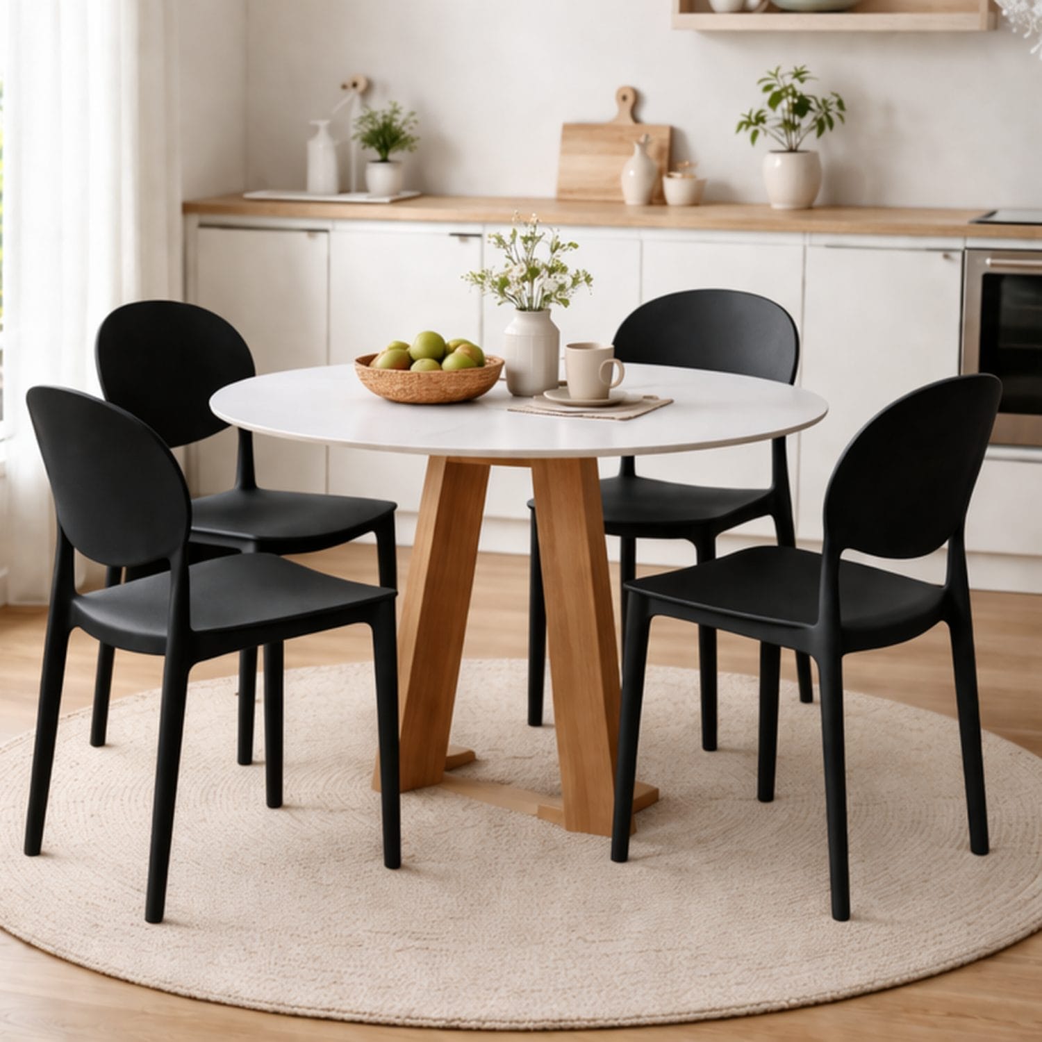 Sedie nere moderne per cucina e sala da pranzo in plastica resistente design ergonomico