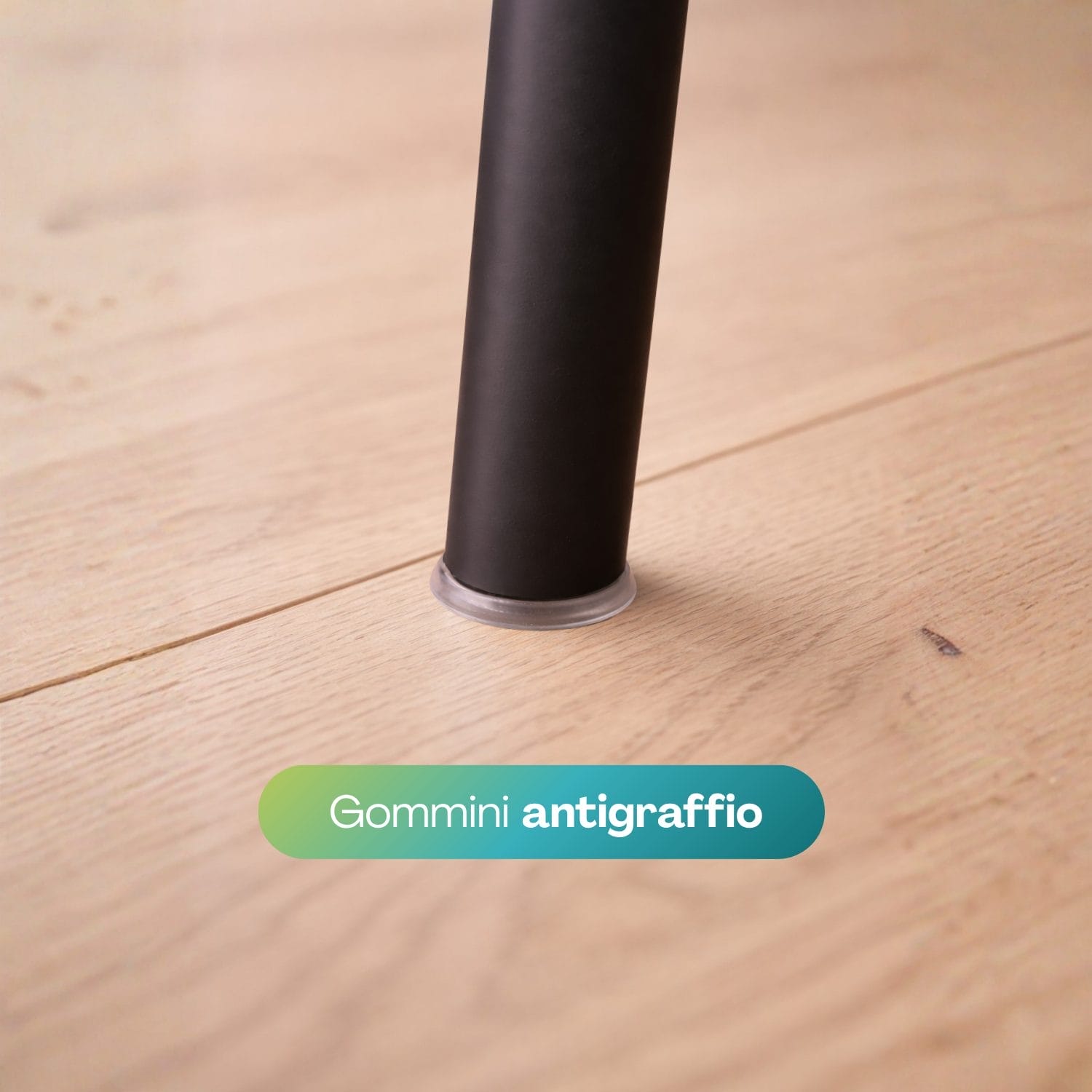 Piedini antigraffio per sedia in polipropilene nera con gommini antiscivolo