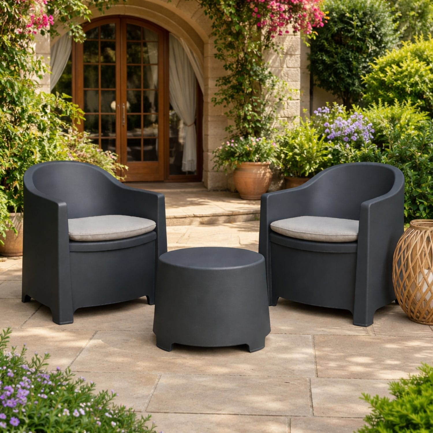 Salottino da esterno resistente a pioggia, sole e usura in polipropilene