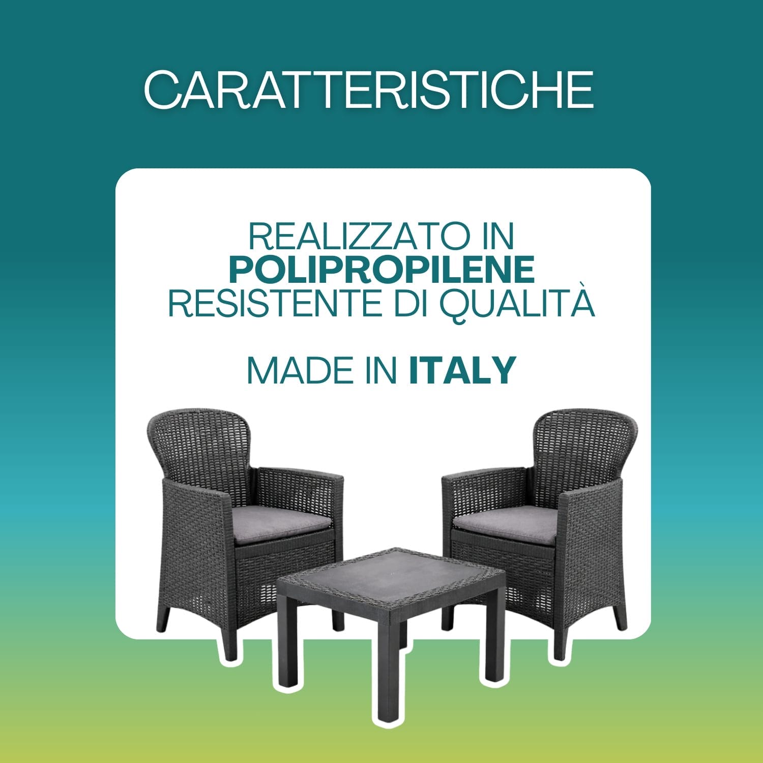 set salottino per 2 caratteristiche Salottino da giardino in polipropilene effetto rattan resistente