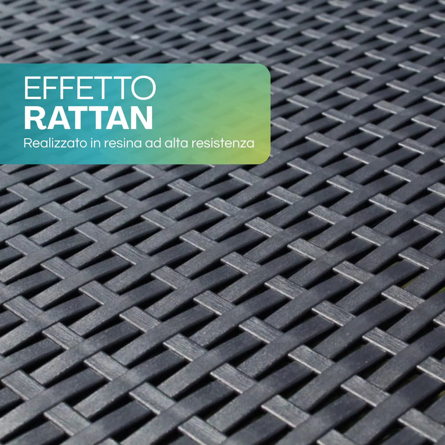 set salottino per 2 trama Dettaglio trama effetto rattan in resina intrecciata ad alta resistenza