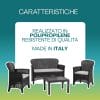 set salottino per 4 caratteristiche Salottino da giardino in polipropilene effetto rattan resistente