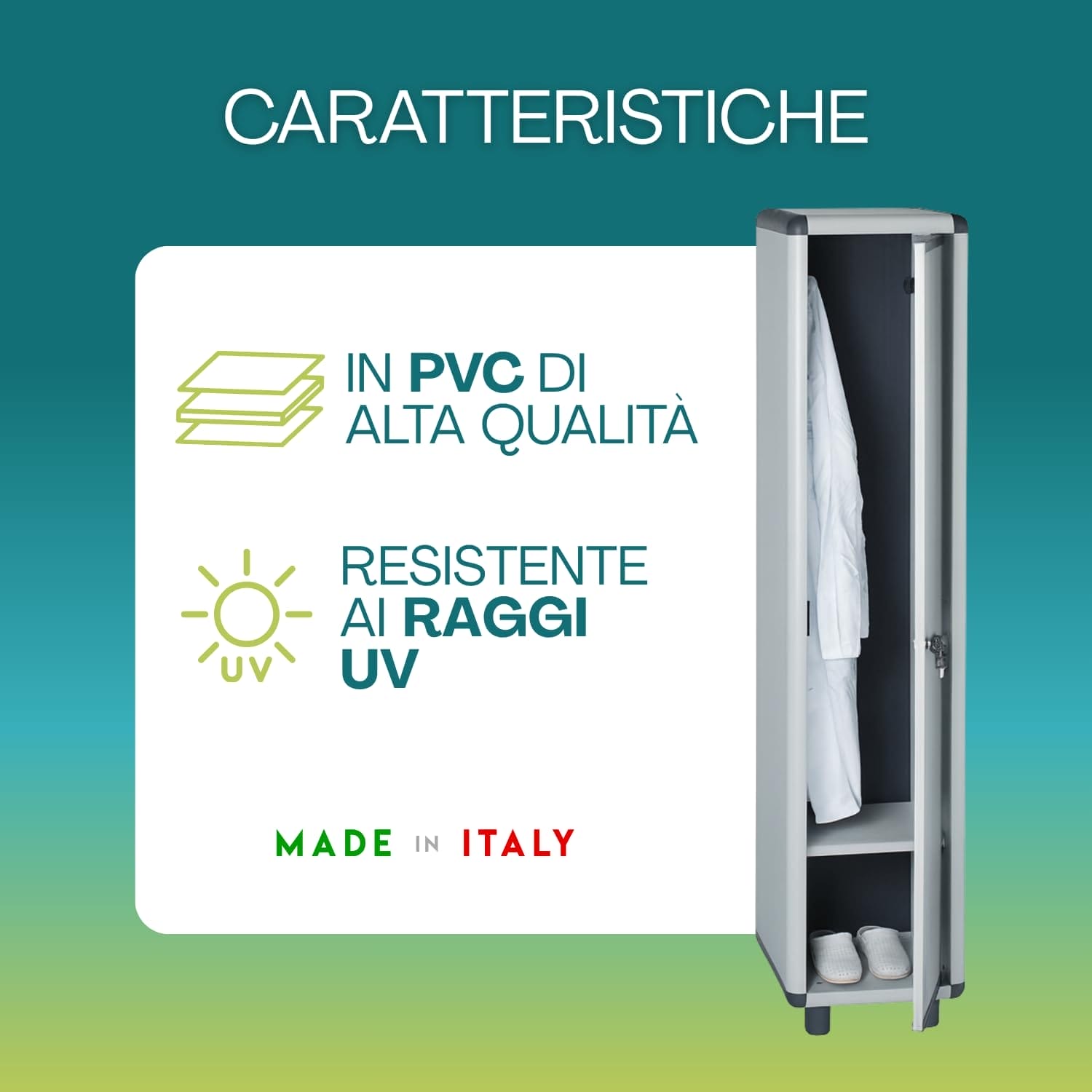Armadio spogliatoio 1 anta in PVC alta qualità resistente ai raggi UV Made in Italy