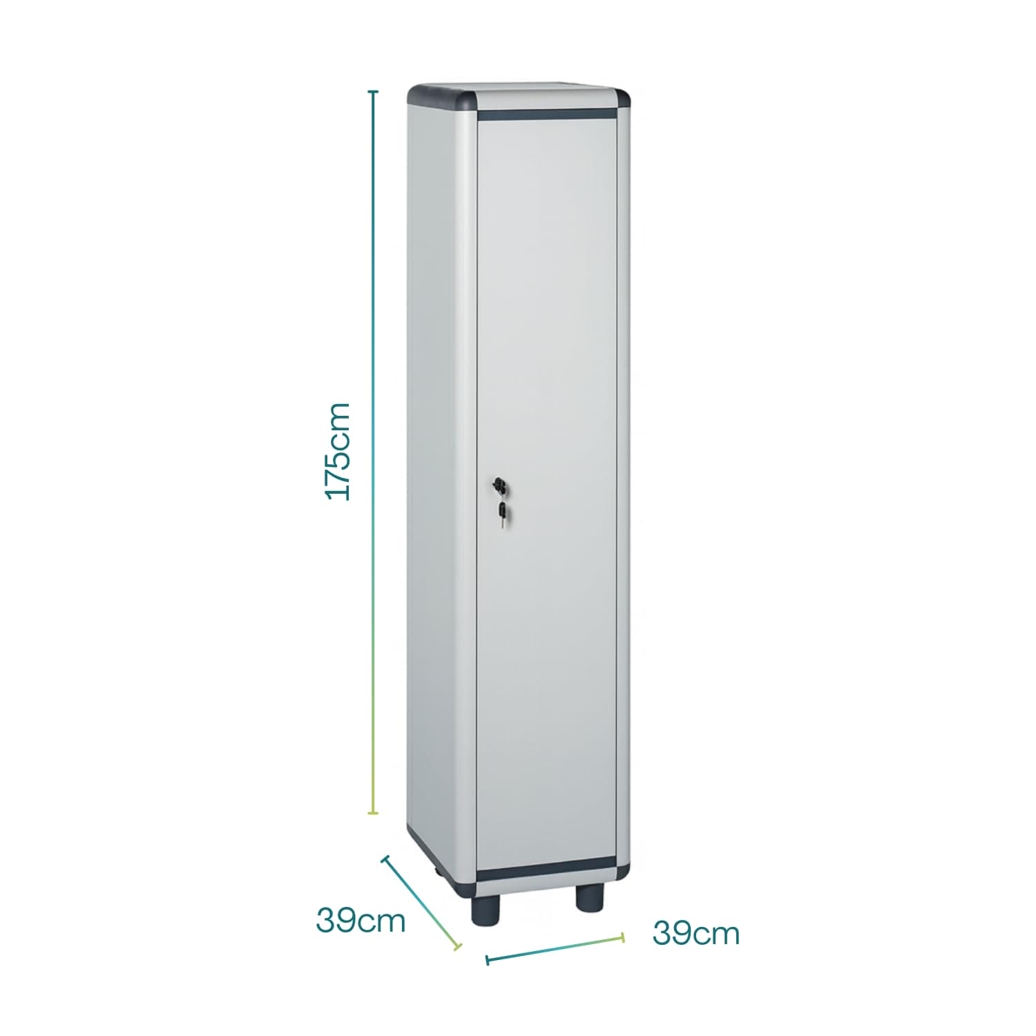 Armadio spogliatoio PVC 1 anta 175x39x39 cm con chiusura a chiave e piedini stabili