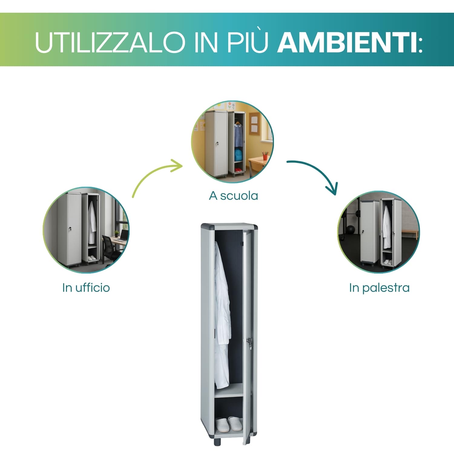Armadio spogliatoio PVC 1 anta per scuola ufficio palestra con serratura