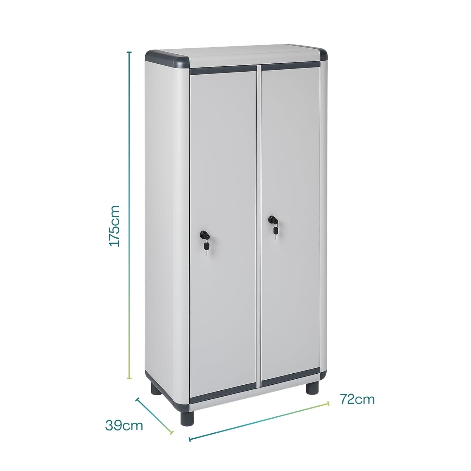 Armadio spogliatoio PVC 2 ante 175x72x39 cm con serratura e piedini antiscivolo