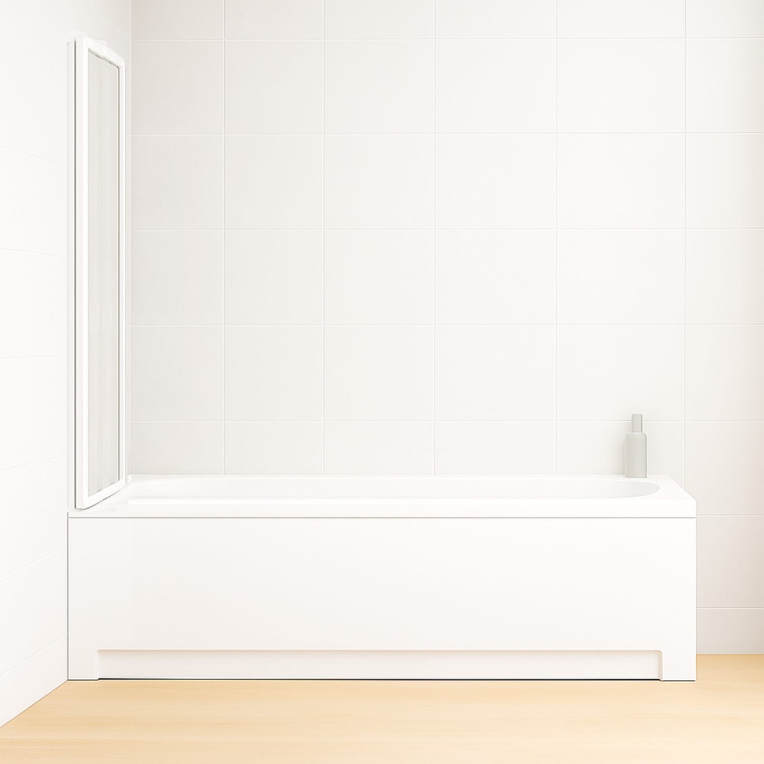 Sopravasca pieghevole installato su vasca con anta laterale aperta a 180°