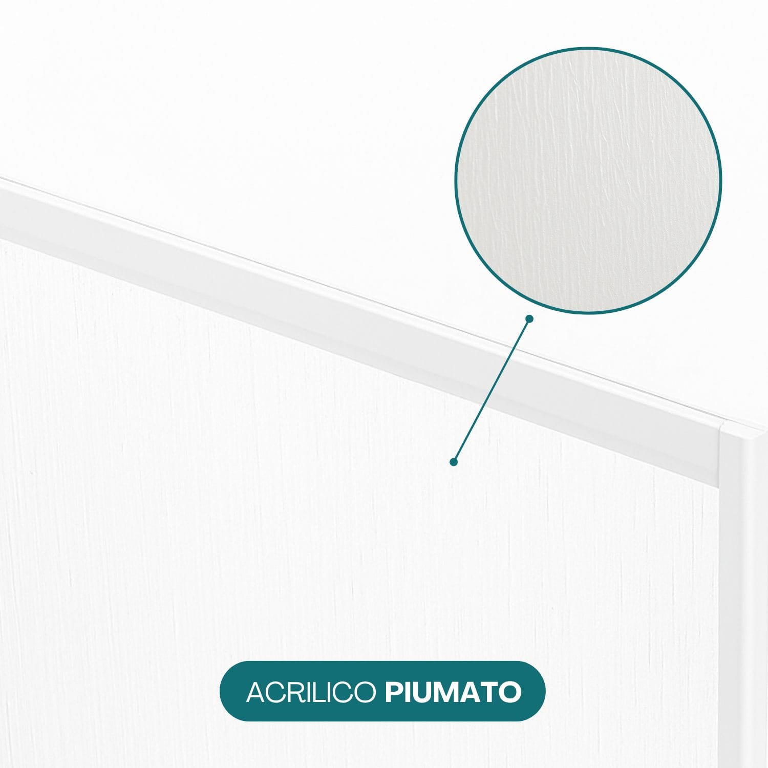 spravasca-dettaglio Dettaglio pannello acrilico piumato del sopravasca con texture opaca