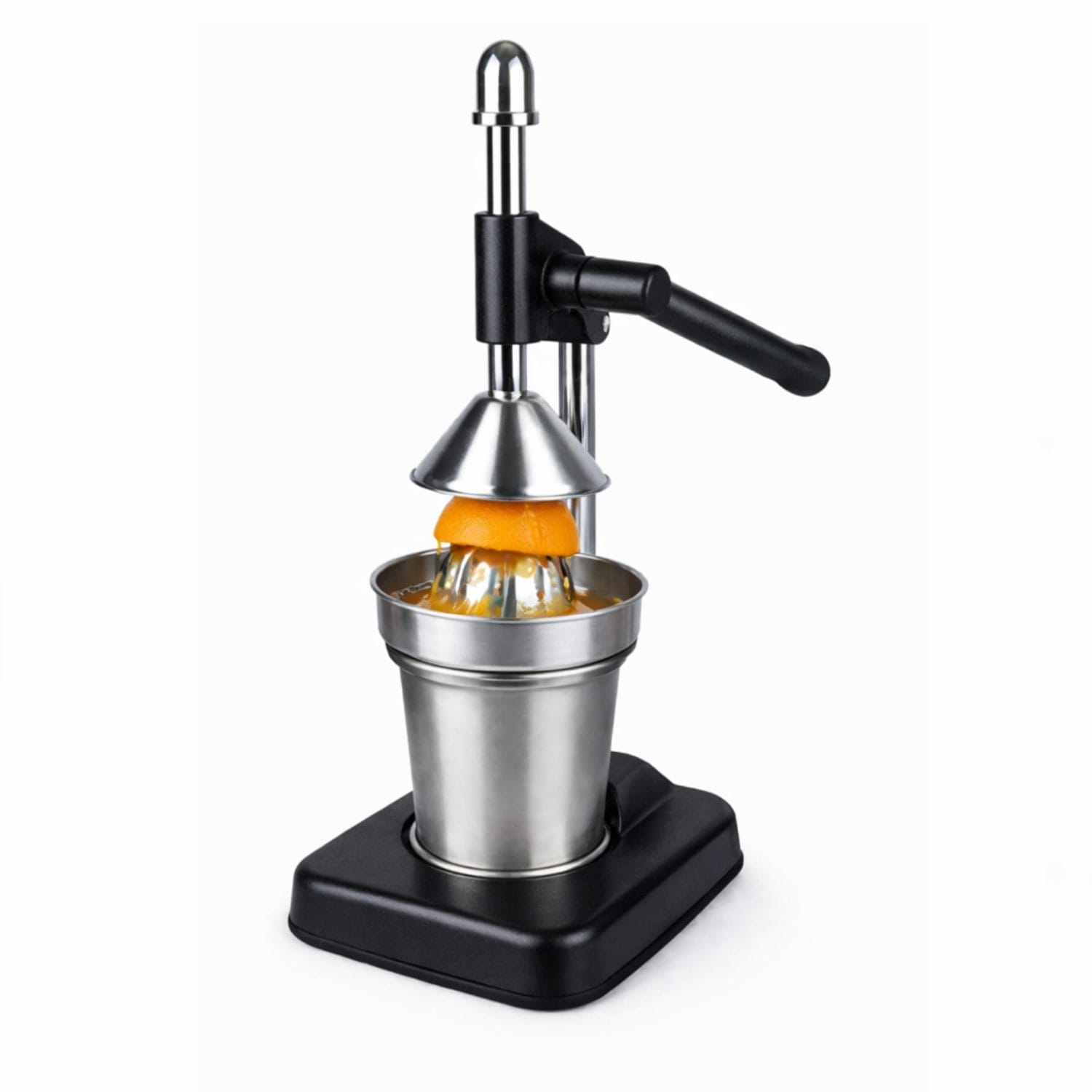 spremiagrumi nero principale Spremiagrumi manuale nero professionale in acciaio inox con design elegante e stabile
