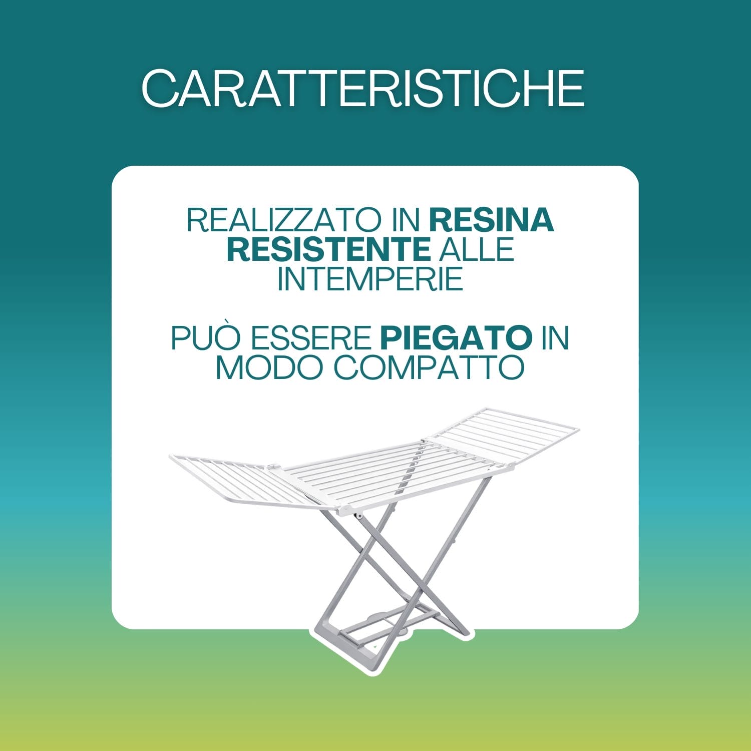 Stendibiancheria in resina resistente alle intemperie e richiudibile salvaspazio