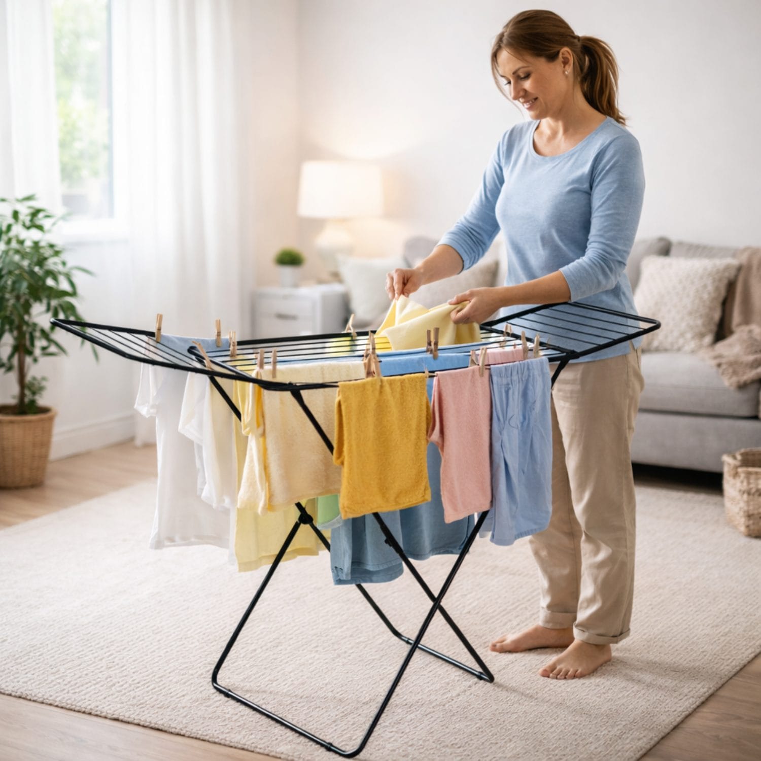 stendibiancheria in acciaio coreografica Stendino pieghevole per bucato con ali laterali resistente in acciaio