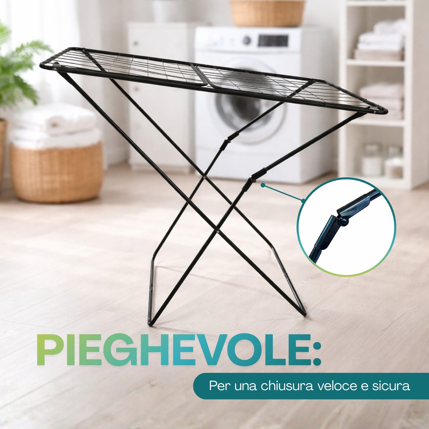 stendibiancheria in acciaio pieghevole Stendino pieghevole richiudibile salvaspazio in acciaio resistente