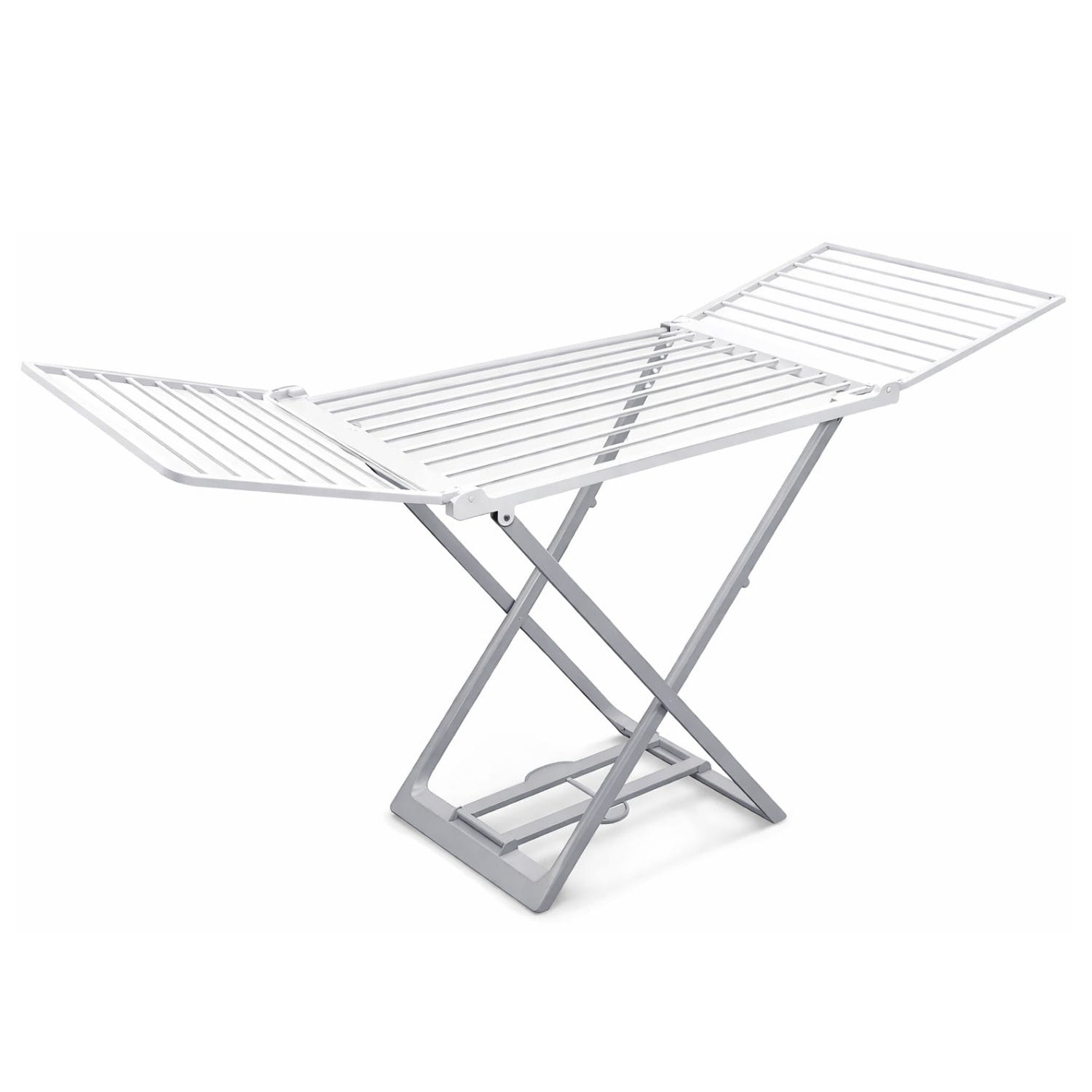 Stendibiancheria pieghevole in resina colore bianco e grigio per interno ed esterno