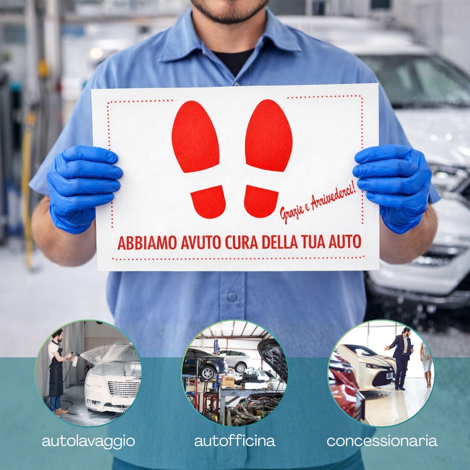 Tappetini carta per autolavaggio officina concessionaria