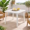 tavolino bianco quadrato Tavolo da giardino bianco 80x80 cm in plastica per esterno con sedie su terrazzo