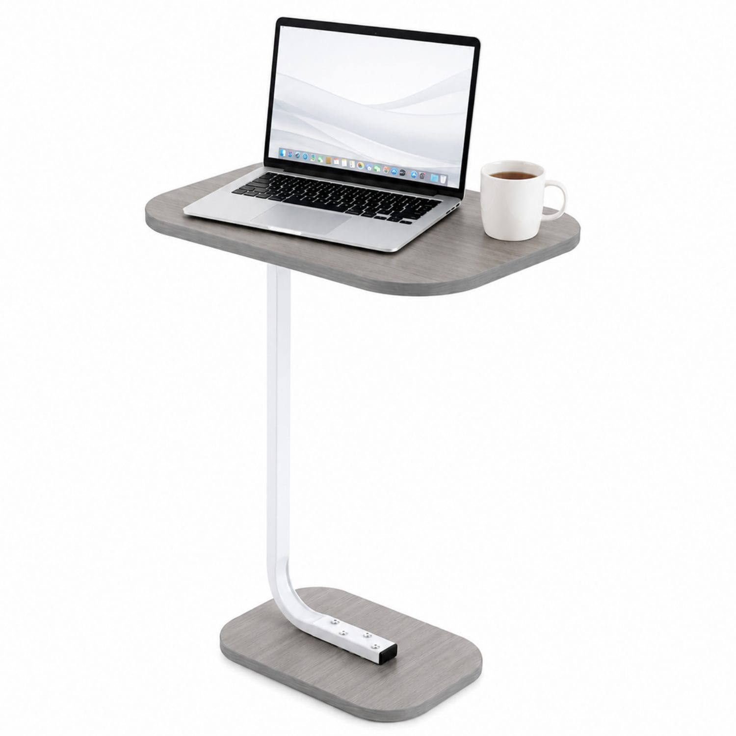 tavolino per divano per PC Tavolino a forma di C con piano effetto legno per notebook e smart working a casa