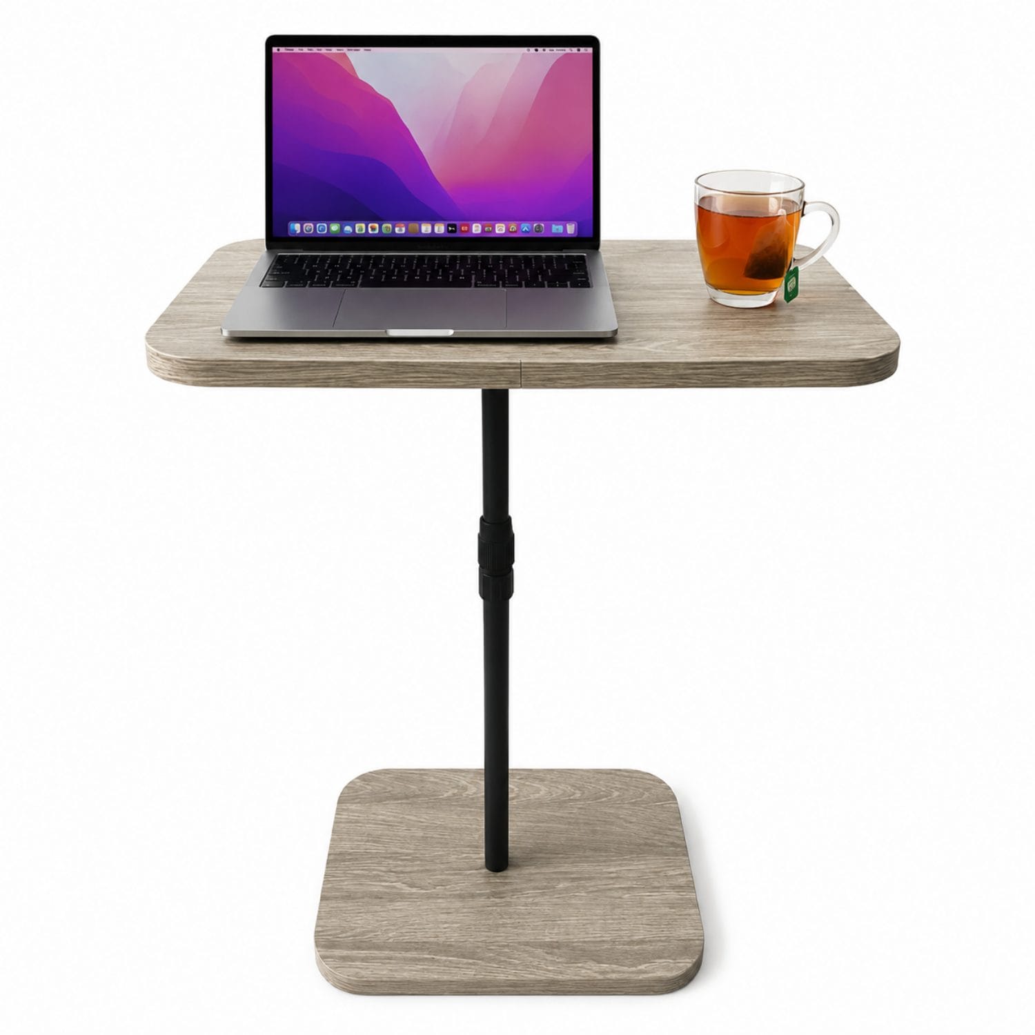 tavolino per divano regolabile altezza Tavolino per laptop regolabile con piano effetto legno e struttura in metallo nero