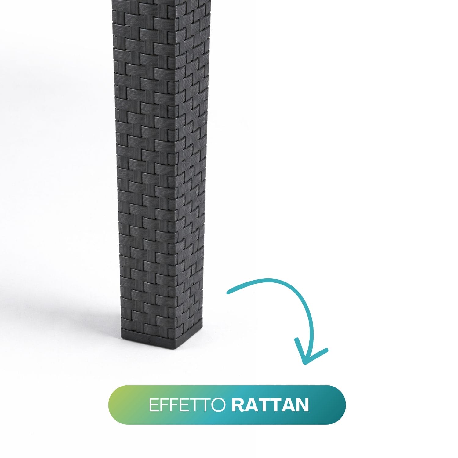 Gamba tavolo effetto rattan in plastica antracite resistente per arredo giardino esterno