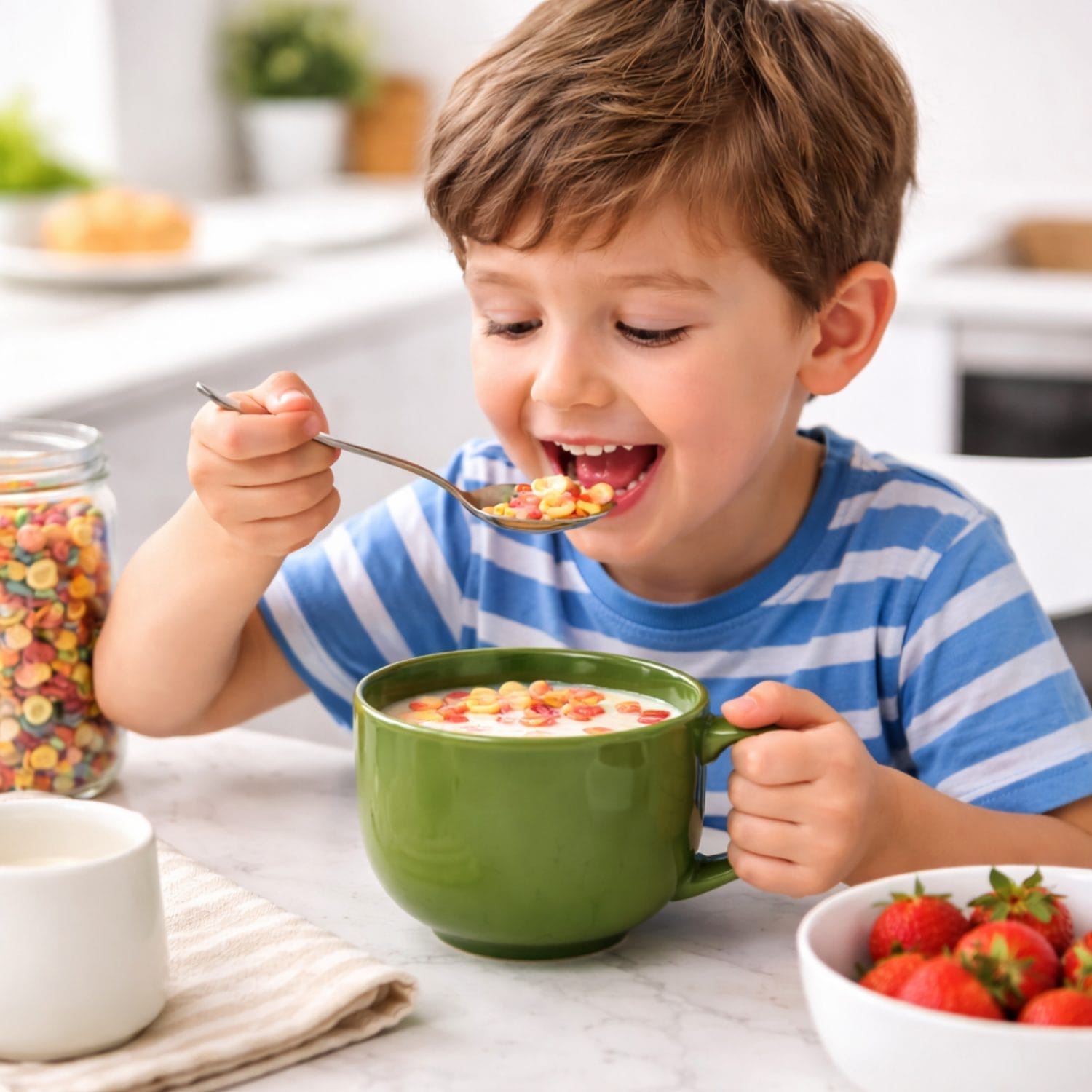 Tazza colorata 450 ml con latte e cereali ideale per colazione