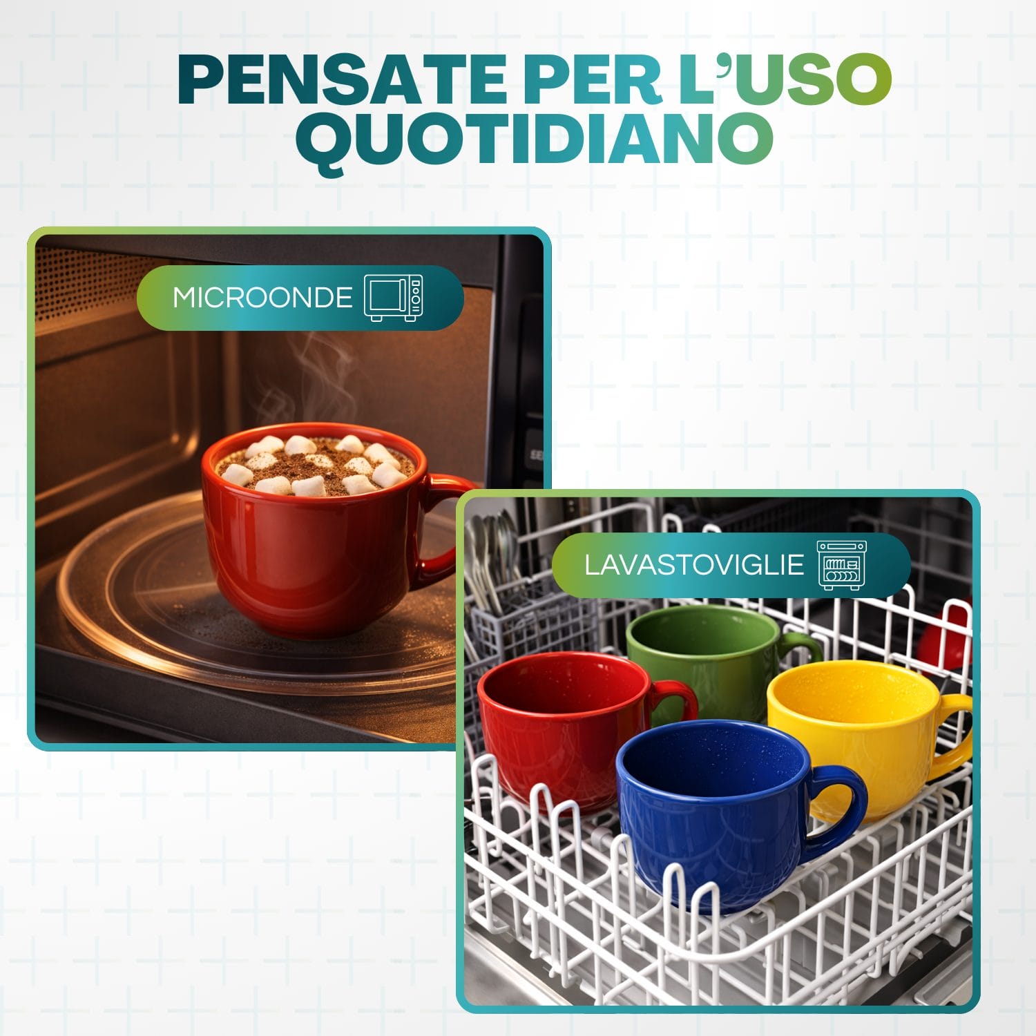 tazze colorate 450ml lavastoviglie emicroonde Tazze colorate 450 ml adatte a microonde e lavastoviglie uso quotidiano