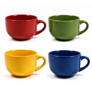 Set 4 Tazze mug colorate da 450 ml in porcellana