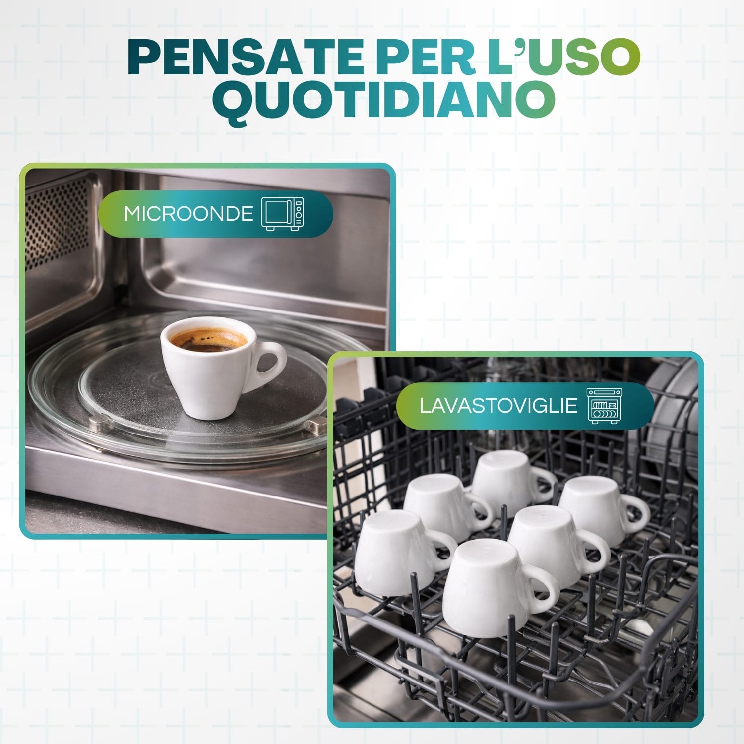 Tazzine caffè bianche 80 ml adatte a microonde e lavastoviglie