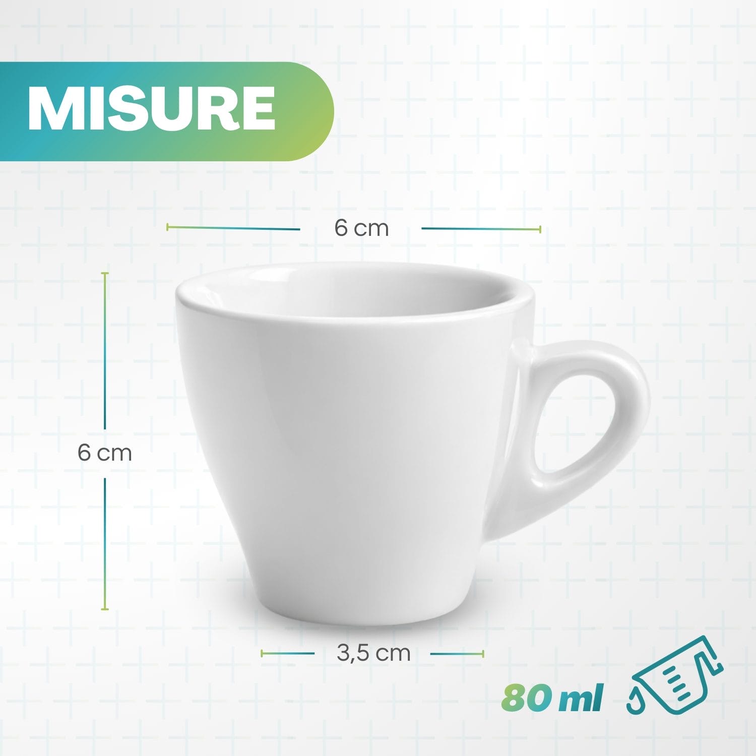 Tazzina caffè bianca 80 ml dimensioni compatte per espresso