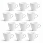 Set 12 tazzine caffè bianche 80 ml in porcellana per casa e bar