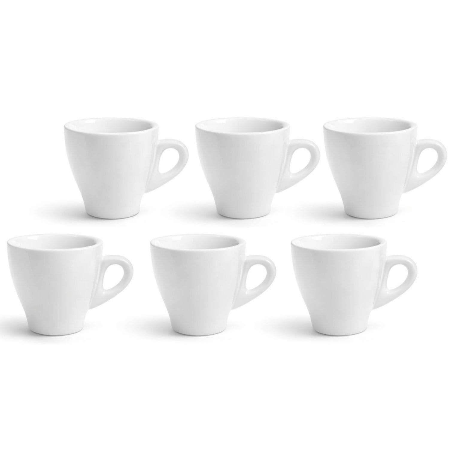 Set 6 tazzine caffè bianche 80 ml in porcellana per casa e bar