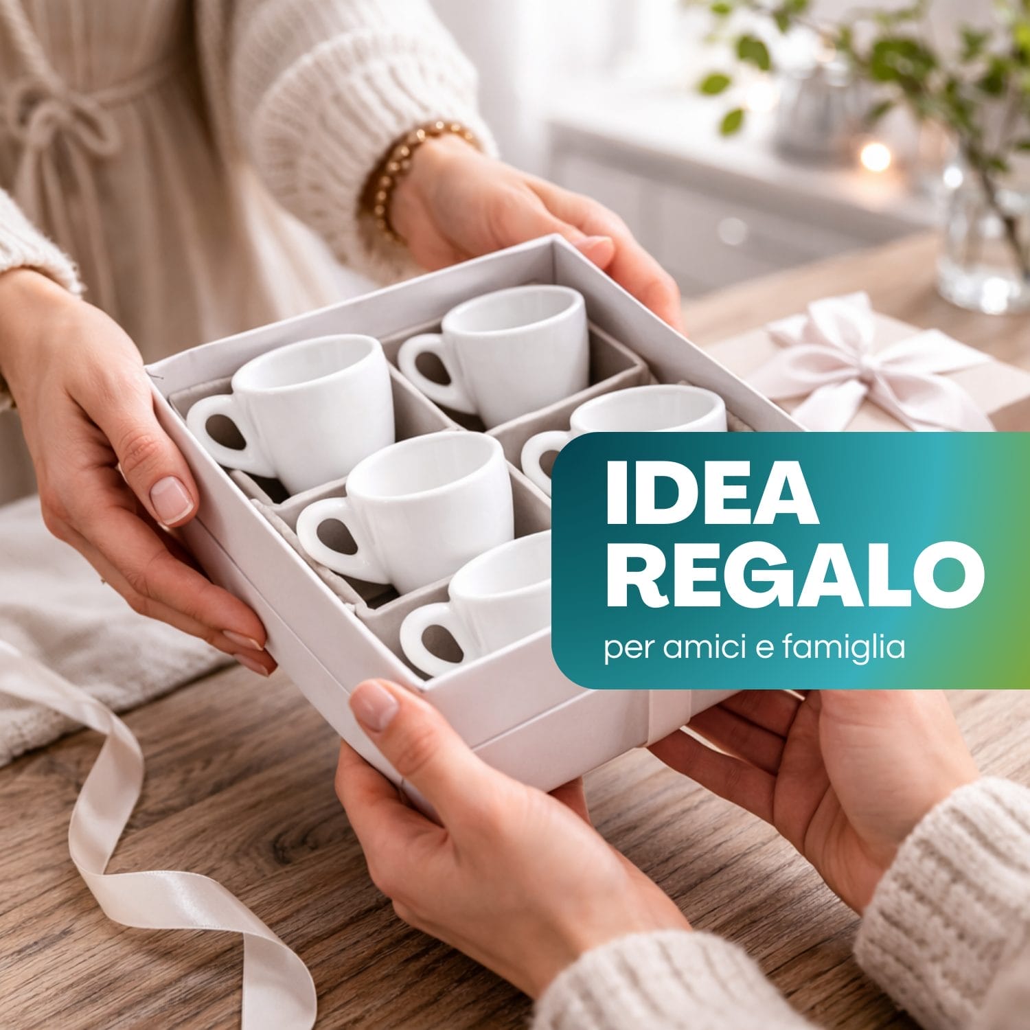 Set tazzine caffè bianche 80 ml idea regalo per casa e ufficio