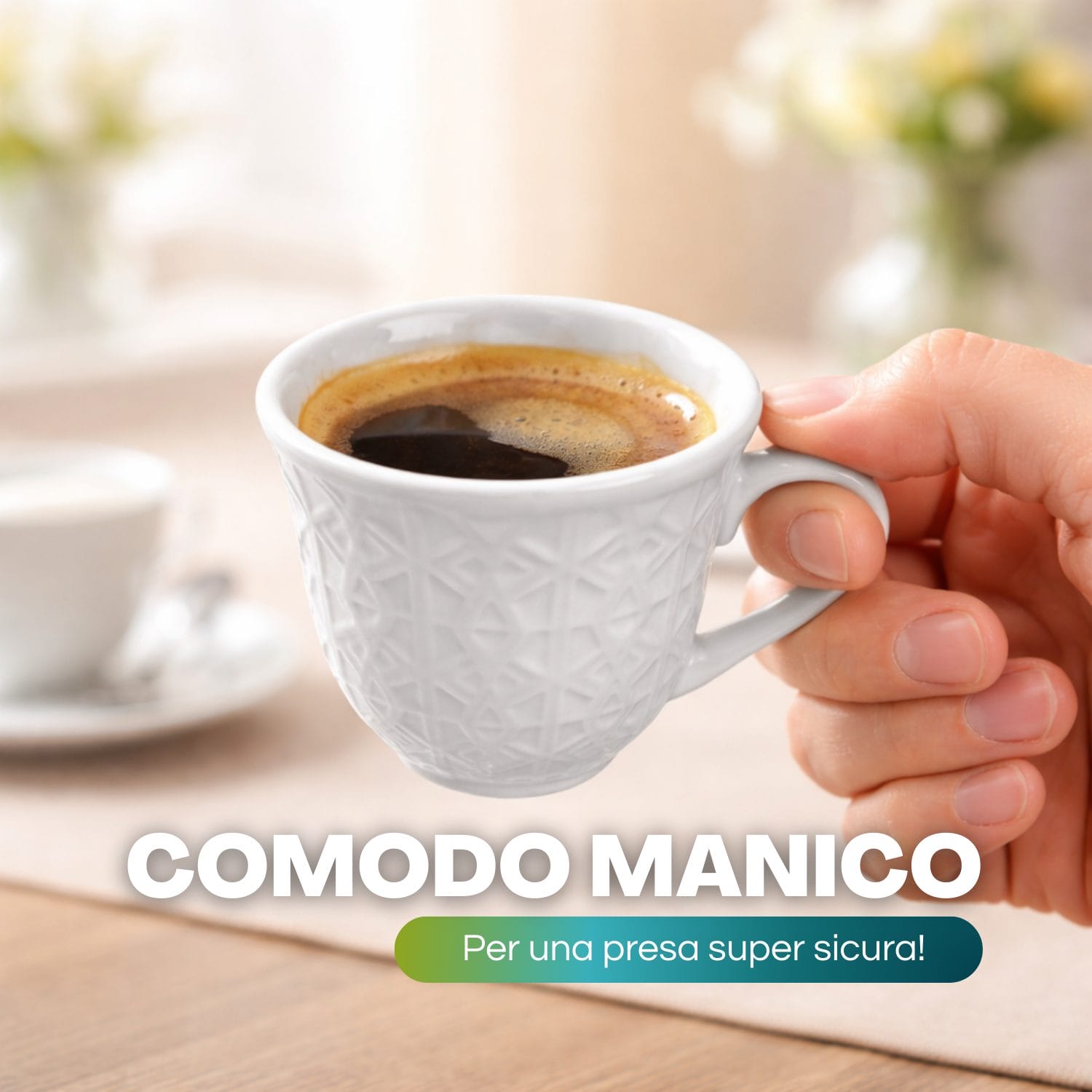 tazzine bianche con piattino 80ml manico Tazzina caffè bianca 80 ml con manico comodo presa sicura