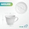 tazzine bianche con piattino 80ml misure Tazzina caffè bianca con piattino 80 ml dimensioni compatte