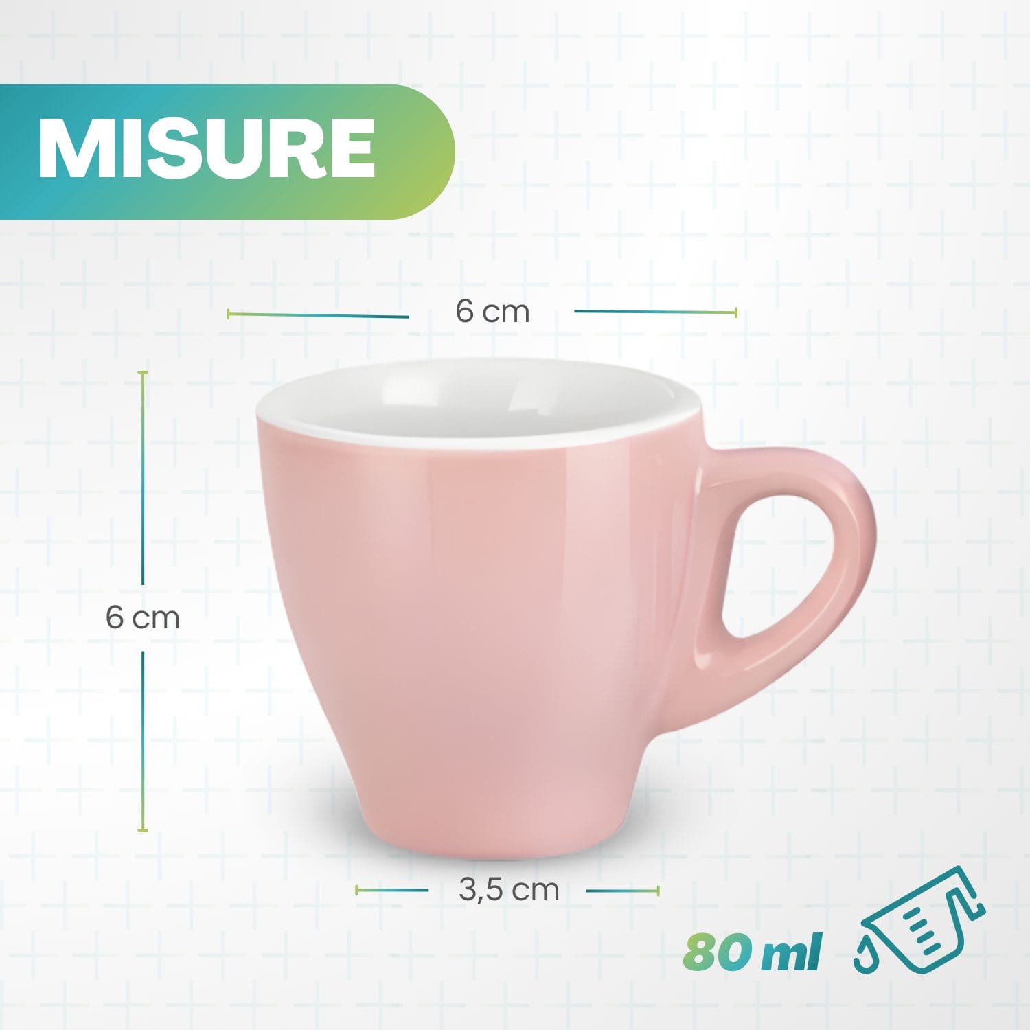 tazzine colorate 80ml misure Tazzina caffè colorata 80 ml dimensioni compatte per espresso