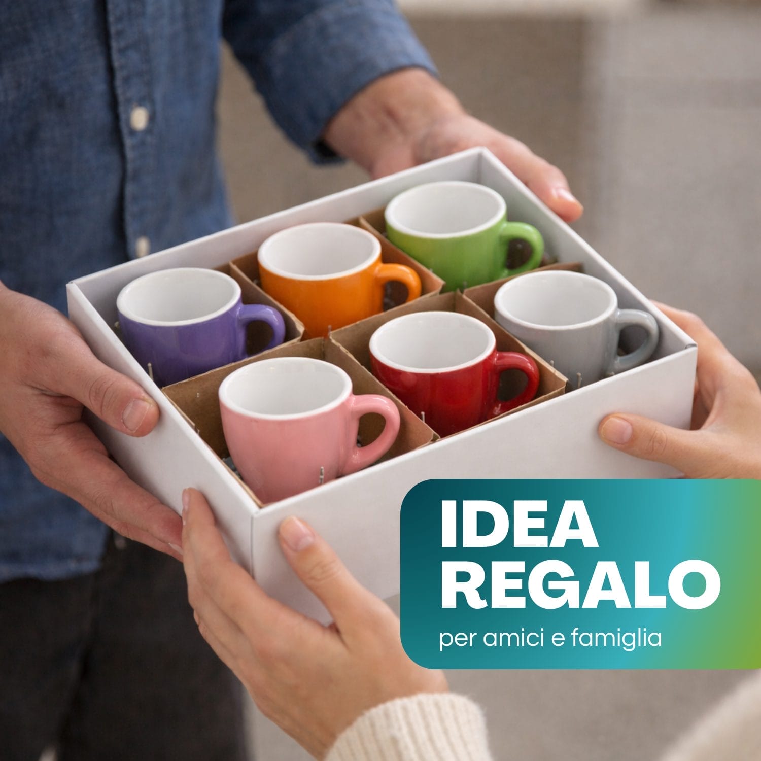 Set tazzine caffè colorate 80 ml idea regalo per casa e amici