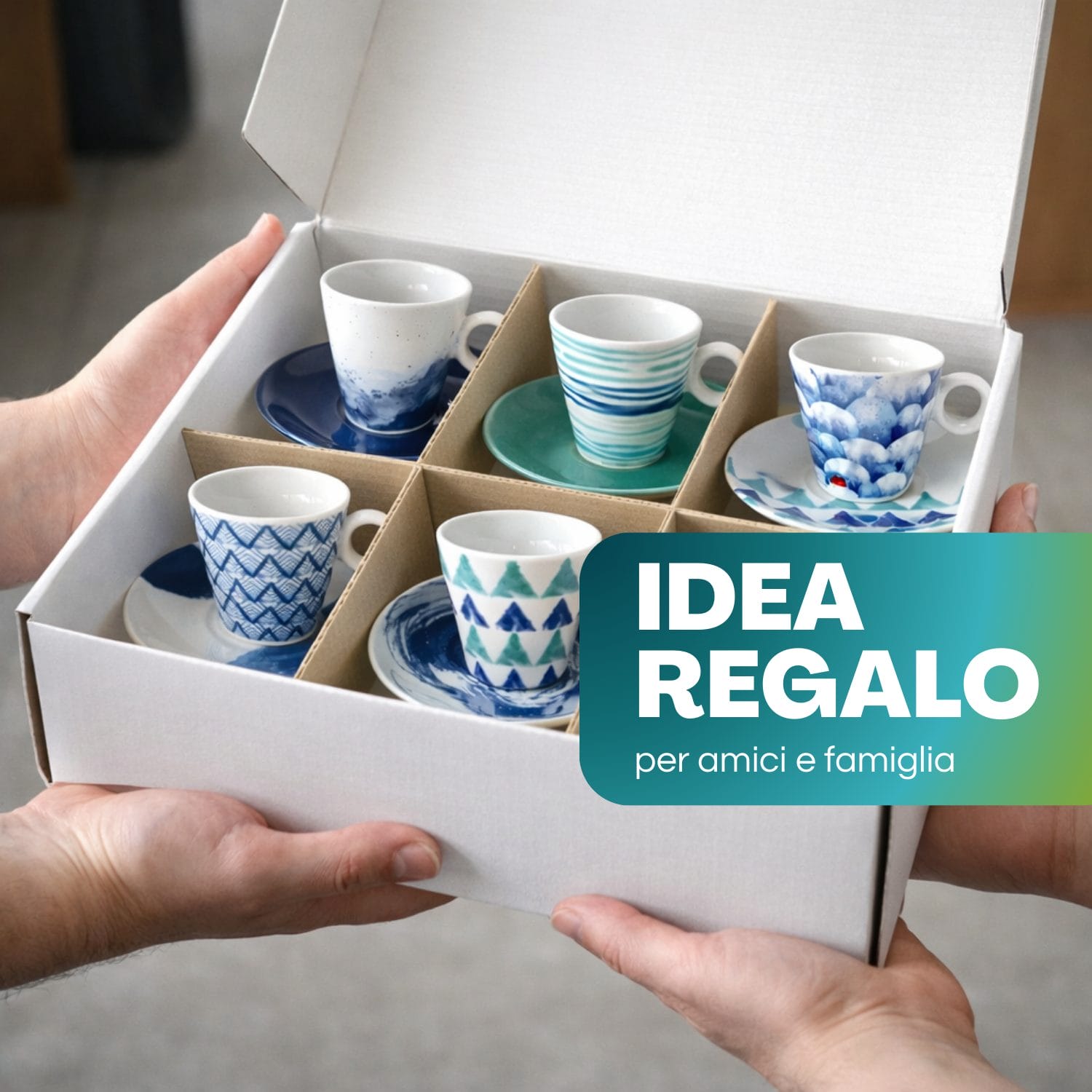 tazzine colorate con piattino 80ml regalo Set tazzine caffè colorate con piattino 80 ml idea regalo elegante