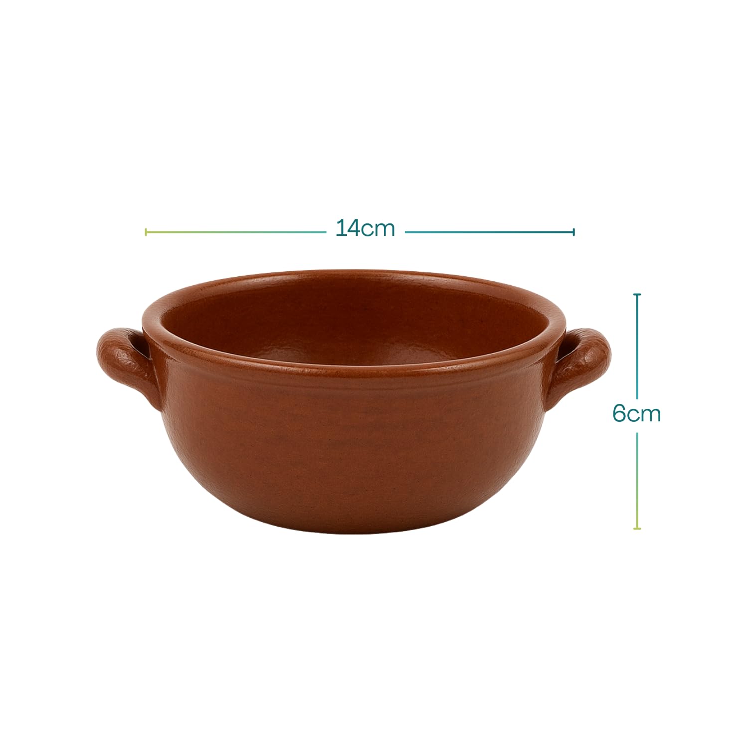 Tegamino terracotta diametro 15 cm altezza 5 cm con manici laterali